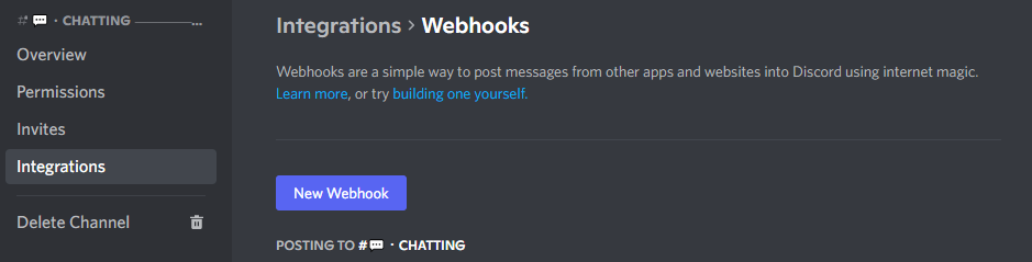 the webhooks sub-panel